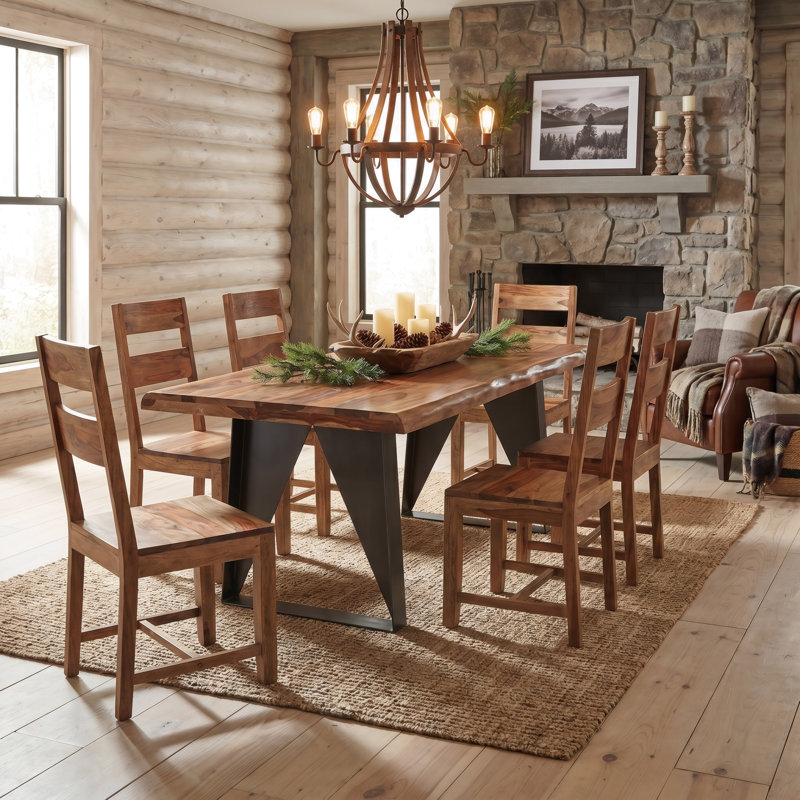 Chaliyah 6 - Person Solid Wood Top Double Pedestal Dining Set, Natural