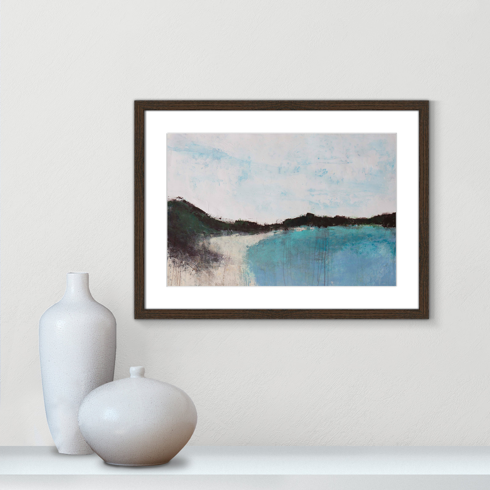 Mountainside Lakeview III Print, 17" H x 23" W x 0.75" D, Walnut Framed