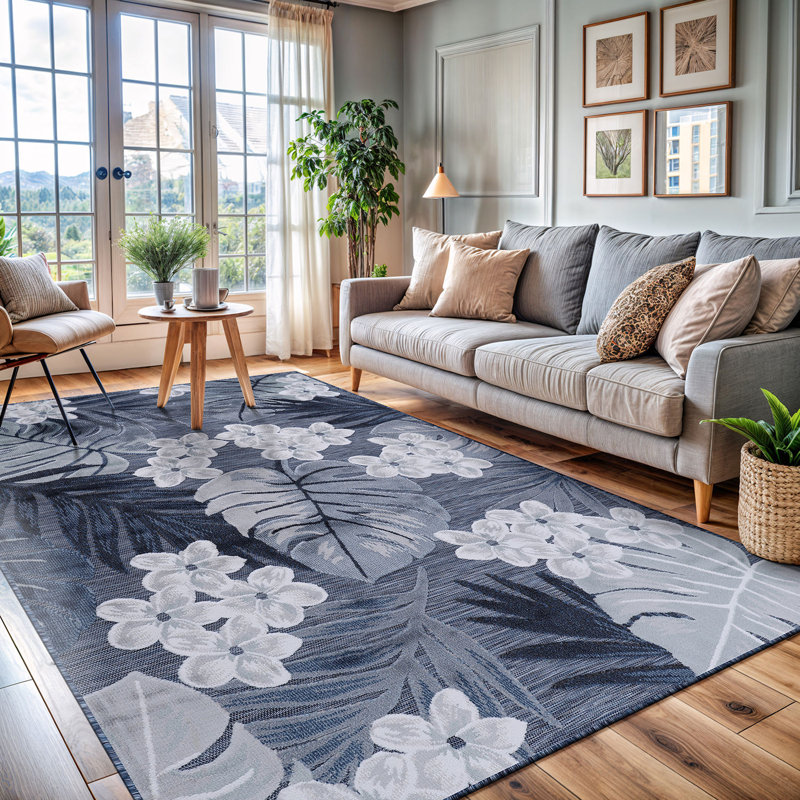 Tapis floral intérieur / extérieur, Rectangle 5 pi 3 po x 7 pi