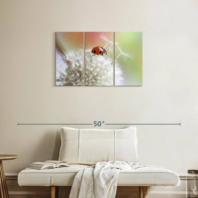 Harnek Ladybug On Dandelion, 20" H x 33" W