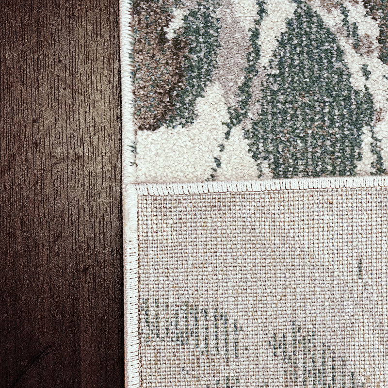 Tapis ivoire / vert Linney, Rectangle 7 pi 10 po x 11 pi 2 po