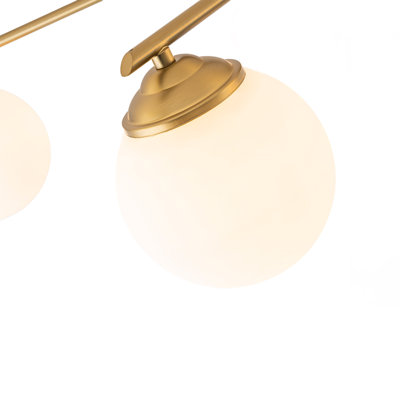 Mid-Century 6-Light Spherical Frosted Glass Semi-flush Mount