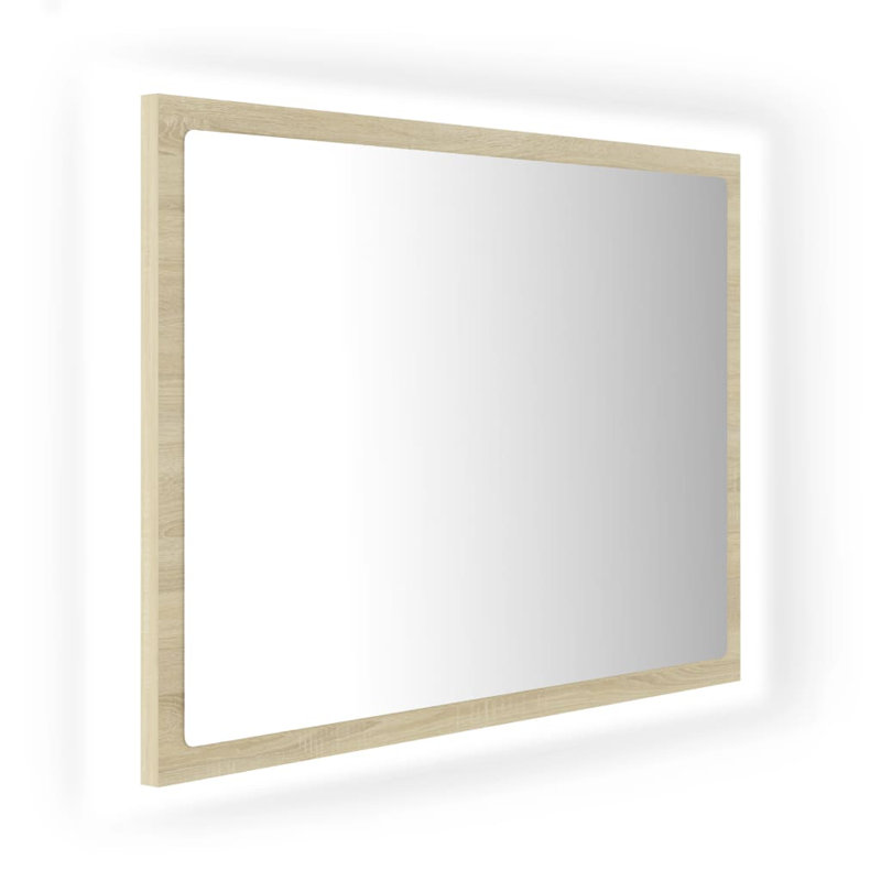 Engineered Wood Flat Wall Mirror, Sonoma Oak, 14.6" x 15.7"
