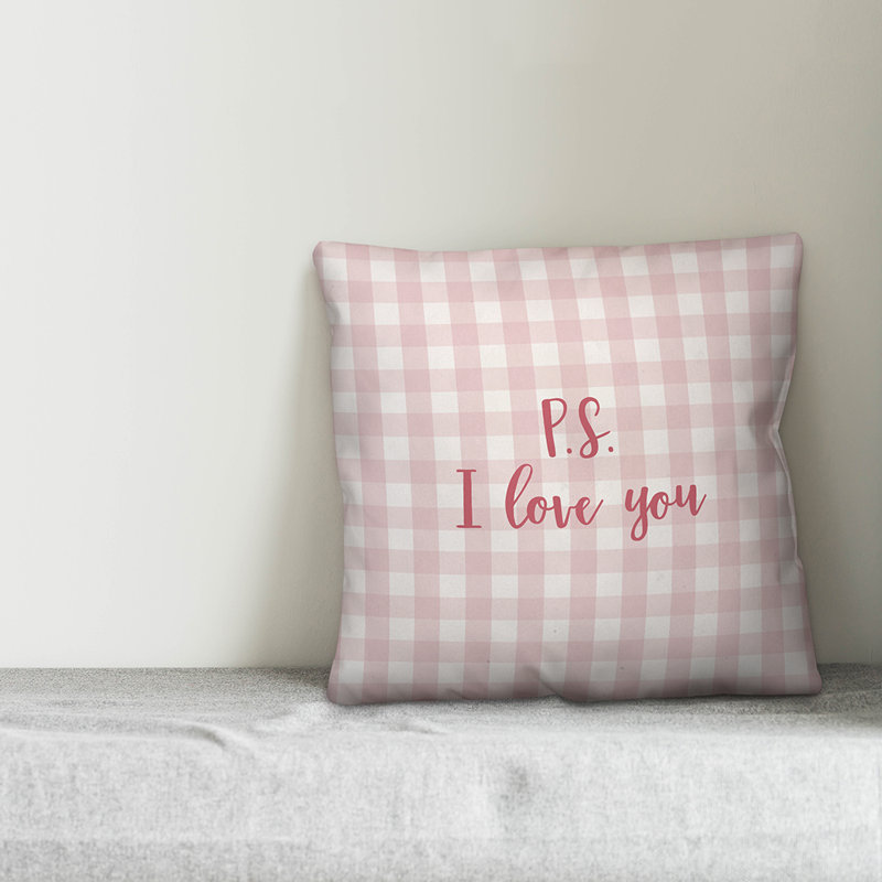  P.S. Coussin décoratif I Love You, Housse de coussin, Rose