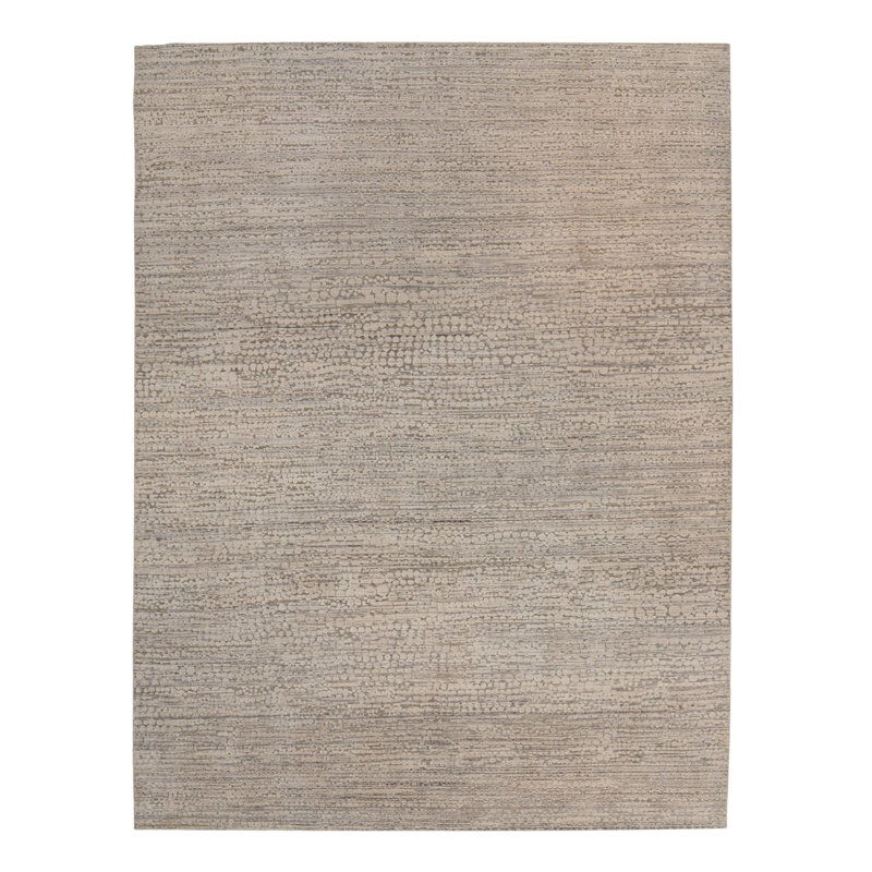 Grey Textured Silk Wool Blend Rug - 8' x 10'