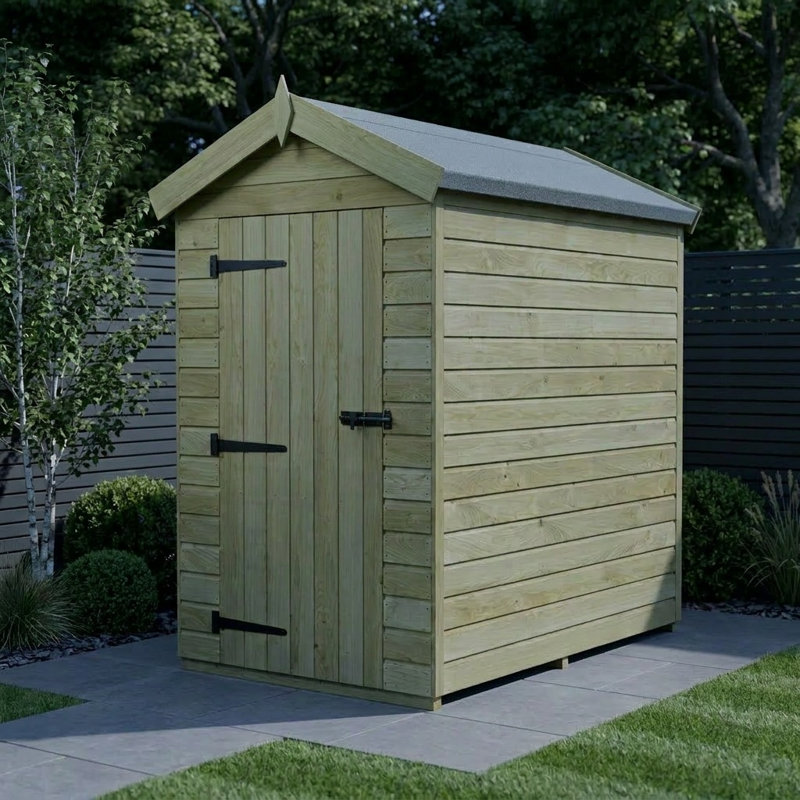 Total Sheds 4ft x 7ft Apex Garden Shed - Single Door - No Windows - Pressure Treated Timber - UK Manufactured