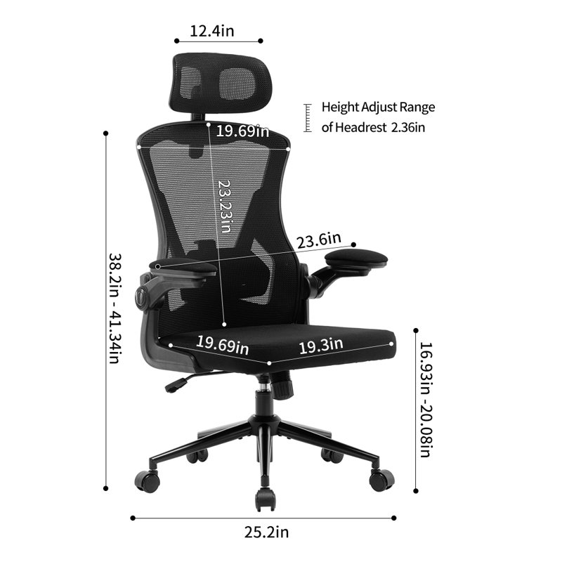 Chaise de travail ergonomique Kateria, Noir