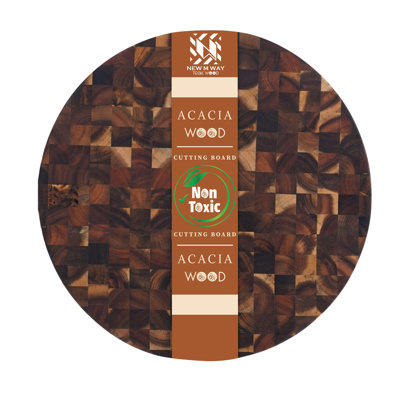 Planche à découper à bout rond en acacia - M 12 po Pizza, charcuterie et planche de service - Bloc de boucher facile à utiliser pour les fruits, les légumes, le fromage et les petits repas - Cadeau de cuisine durable