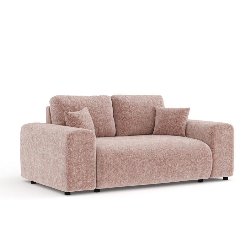 Two-seater square arms loveseat sofa, Pink