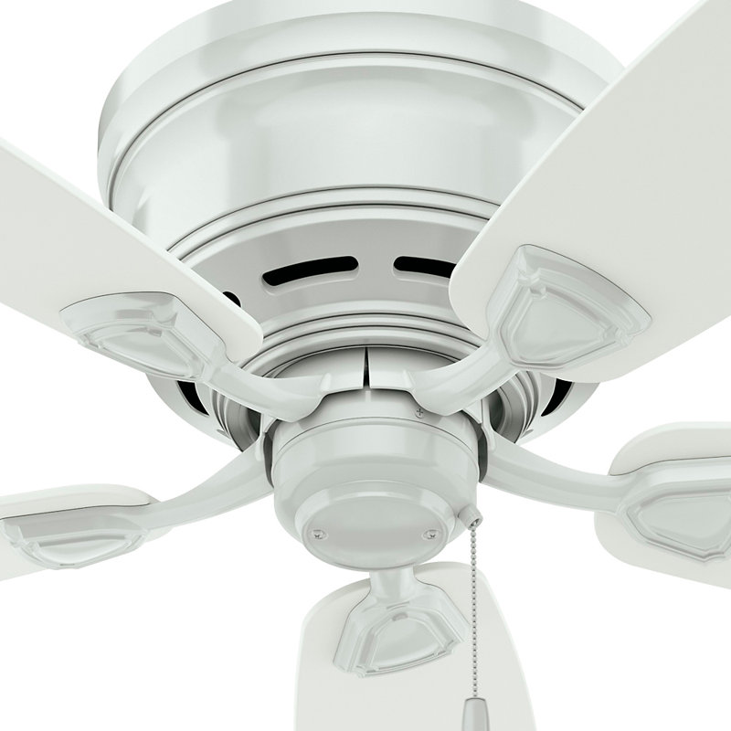 48" Sea Wind 5 - Blade Flush Mount Outdoor Ceiling Fan with Pull Chain, White