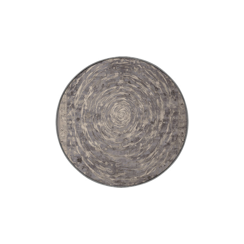 Machine Washable Gray Area Rug, Round 4'