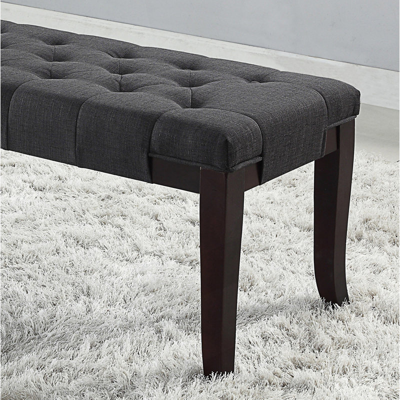 Tufted Bench, Upholstered Bench, Gray