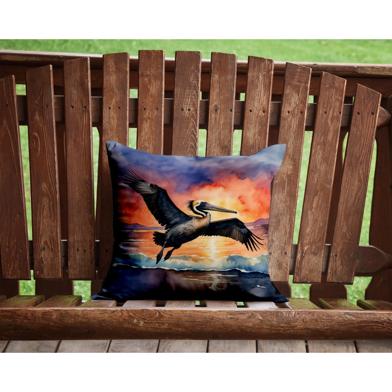 Coussin Pelican Fiery Sunset, Carré 14 po