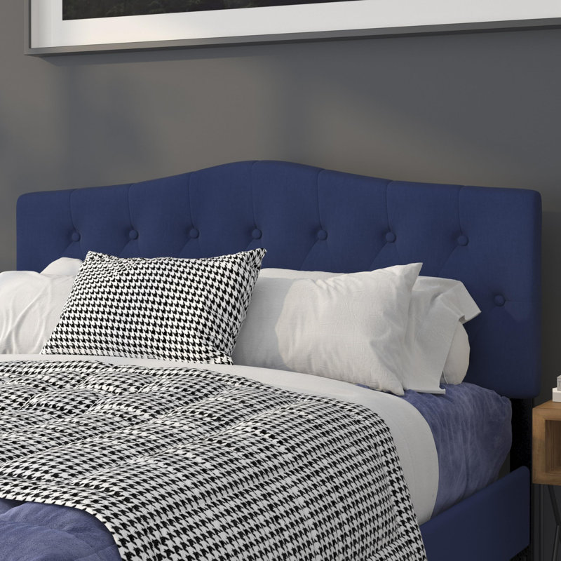 Navy Tufted Upholstered Queen Size Headboard