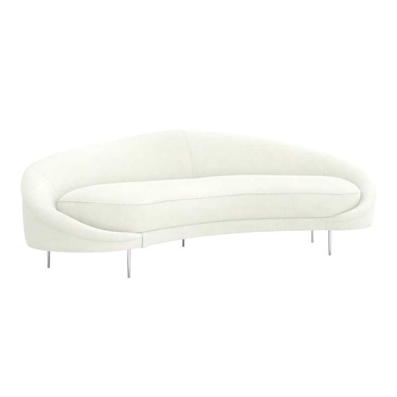 Canapé droit Ava, Coquille de chenille, Nickel poli