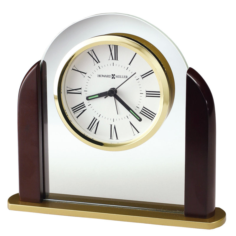 Modern & Contemporary Roman Numeral Crystal Quartz Movement / Crystal Alarm Tabletop Clock in Rosewood Hall/Clear