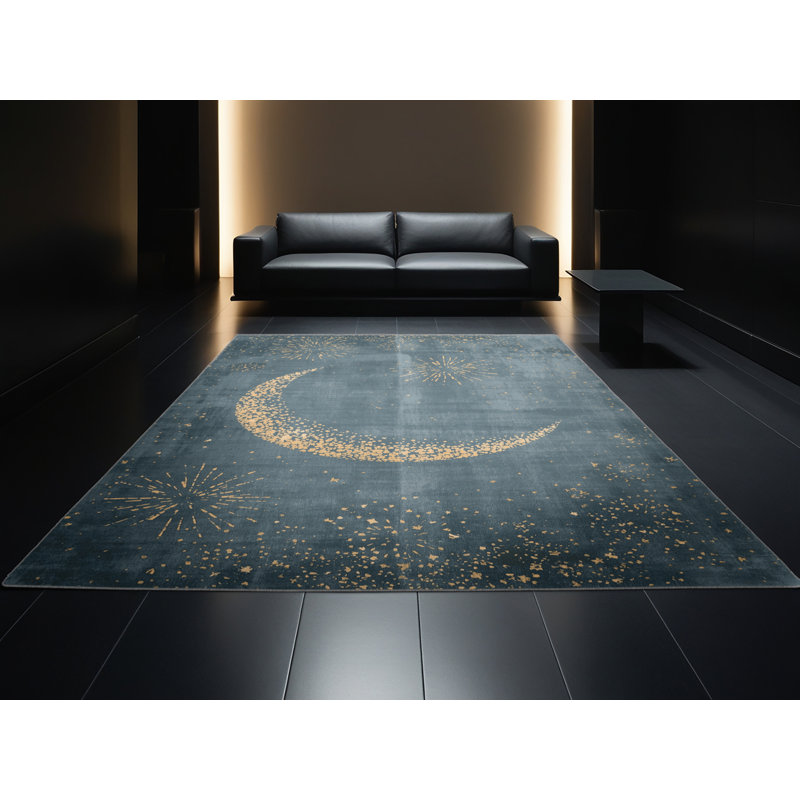 Soft Plush Feingold New Years Modern & Contemporary Abstract Area Rug in Gray – Gray Binding, 5x8
