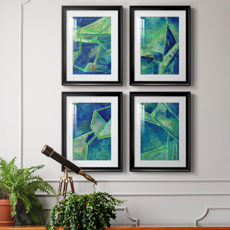«Geometric In Cool I», reproduction encadrée de qualité supérieure - prête à être accrochée, H 73 po x l 53 po x P 1,25 po
