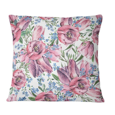 Bouquet de tulipes et de Forget-Me-Nots - Coussin décoratif à motif