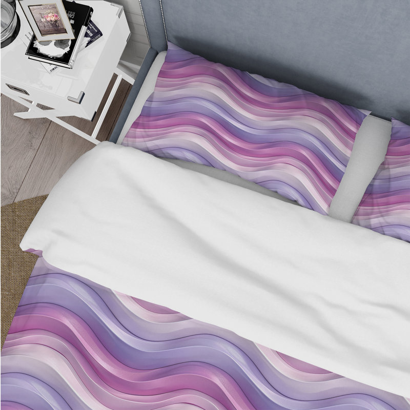 Ensemble de housse de couette violet rétro Wave - Mid-Century, Housse de couette très grand et 2 très grandes t