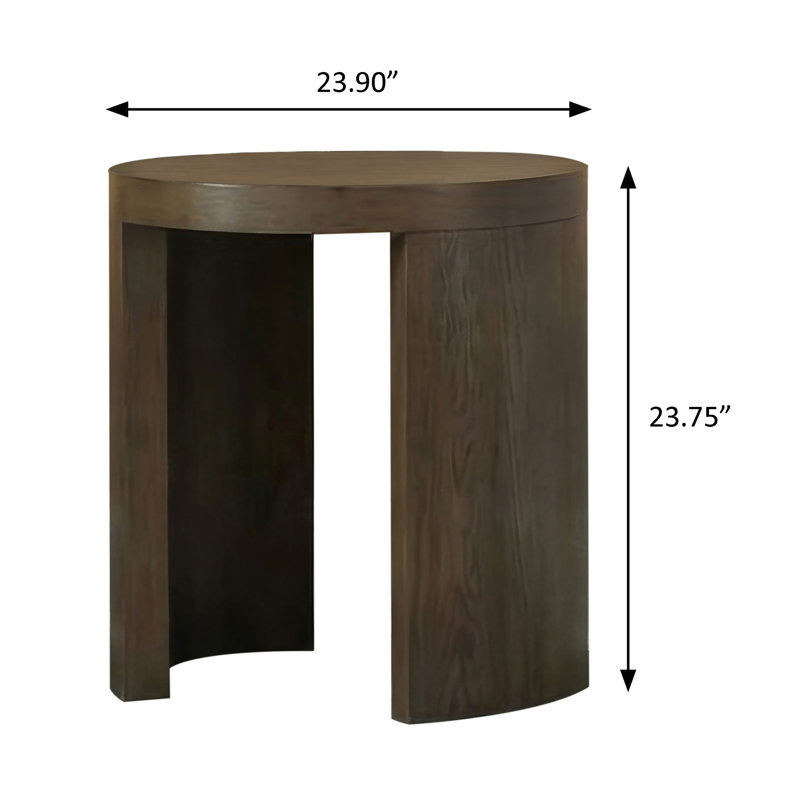 23.9" W Transitional End Table, Brown, Brown