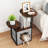 Small Bedside Table With Removable Cat Condo, Flip Top Side Table With 3-Tiered Storage Shelves, Round Side Table, For Living Room, Bedroom, Rustic Brown And Classic