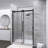 Black Frameless Single Sliding Shower Door, 48 X 72 Inch, 1/4" Tempered Glass With Zinc Roller Rail System-128545814