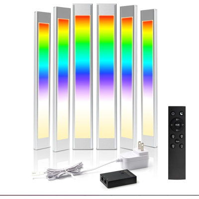  6-Pack Smart RGB LED Under Cabinet Light Bars with Adjustable White