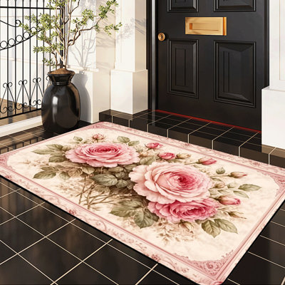  Tapis d'entrée antidérapant pour l'extérieur, 20 po x 32 po, rose rétro