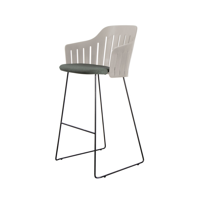 Choice Chair Outdoor and Bar Sledge Steel Base with Upholstery Cane-line Link Seat Cover, Taupe/Black