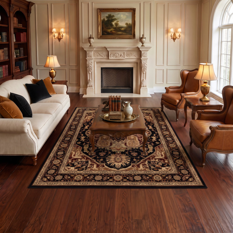 Tapis floral / botanique transitionnel beige / brun de la collection Izmir, Rectangle 9 pi 5 po x 13 pi 1 po