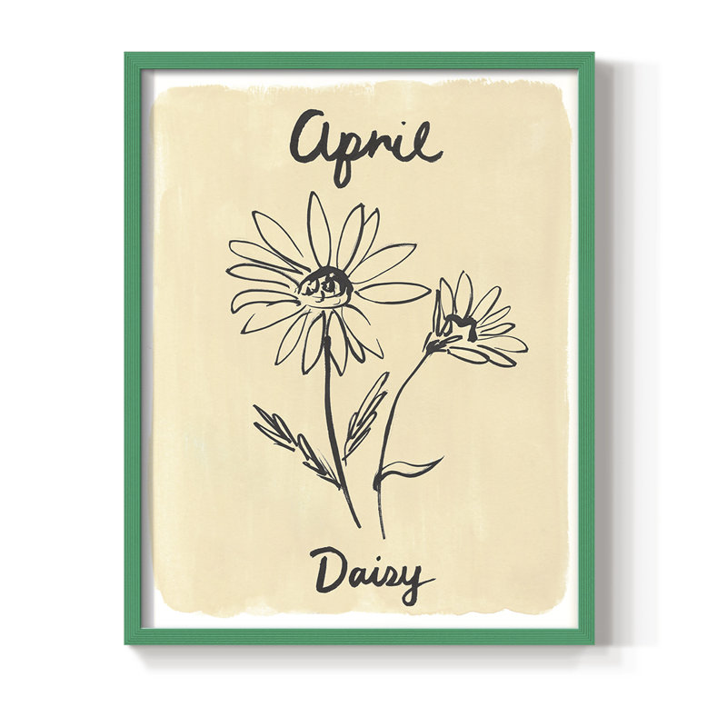 Reproduction encadrée mois de naissance IV - bois massif, H 30 po x l 24 po, Vert