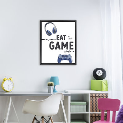 Eat Sleep Game Lifestyle Floating Frame, design by Christine Simpson Art