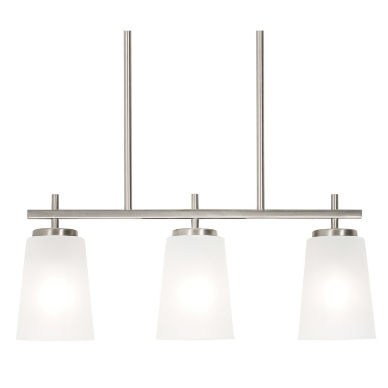 Raffaela 3 - Light Kitchen Island Pendant, Satin Nickel, White