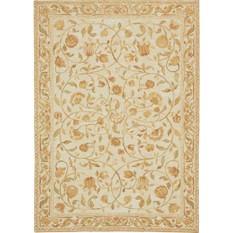 Wool Floral Area Rug, Rectangle 8'11" x 12'3"