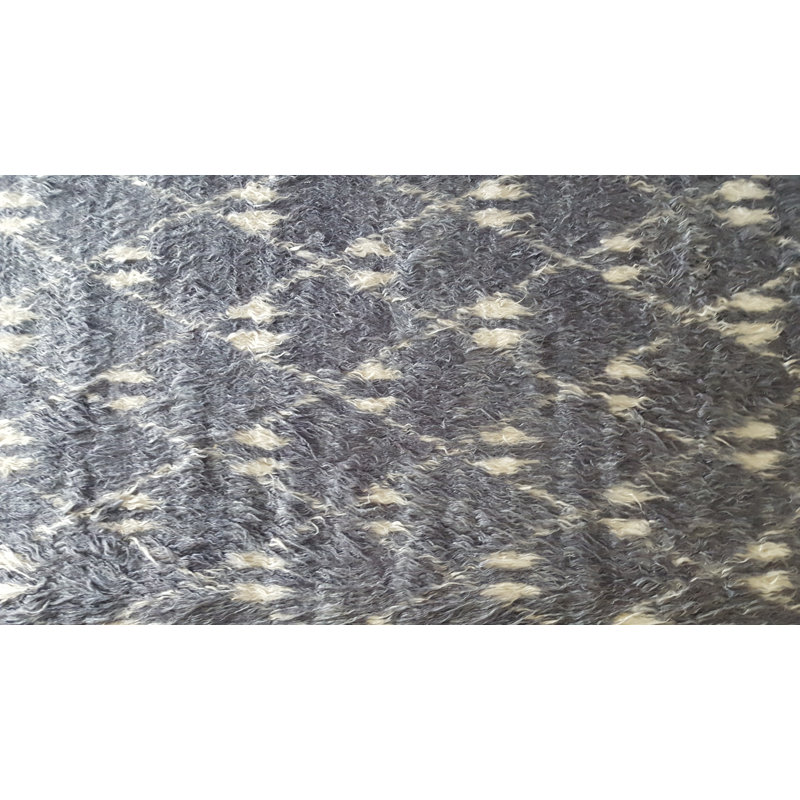 Moroccan Hand-Knotted Wool Gray/Cream Area Rug, Rectangle 8' x 10'