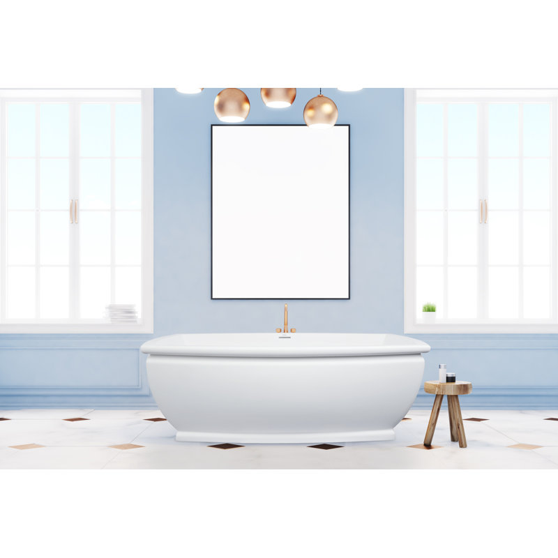 Niantic 66.25'' L Air Bathtub, Satin Nickel, Matte White