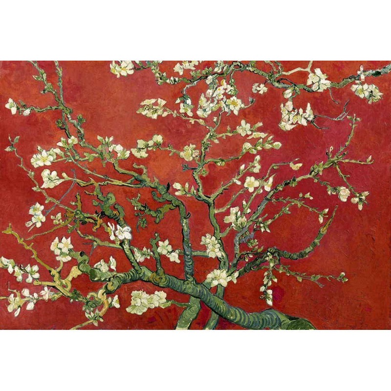 Almond Blossom Vincent Van Gogh, Floral Mural, Vintage Boho Removable Contact Paper, 144" W x 100" L, Rouge