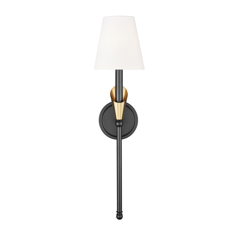 Claudelle Textured 1 Light Wall Sconce, Matte Black/Gold