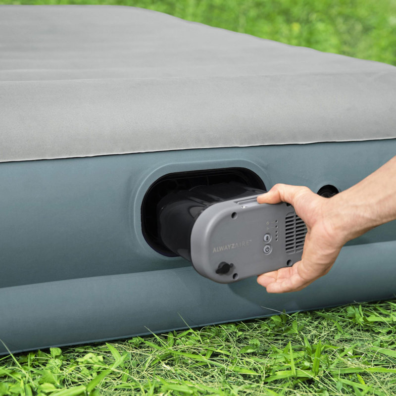 Gray Queen Inflatable Air Mattress with Rechargeable Pump