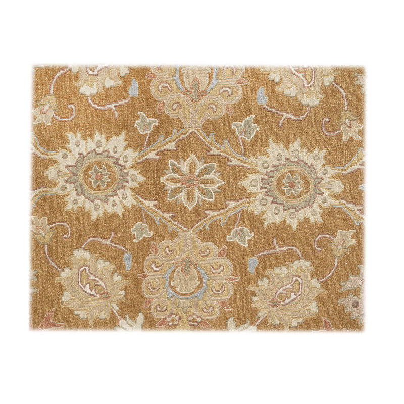 Wool Oriental Area Rug in Rust/Ivory, Rectangle 9' x 12'