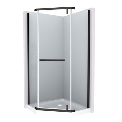 Pivot Shower Door In Matte Black - 1/4" Tempered Glass Bathroom Enclosure Clear For Upgrade