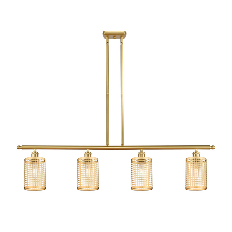 Luminaire suspendu cylindrique à 4 lumières Peraza, Chrome poli