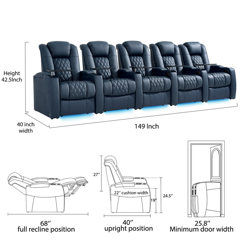 Fauteuil de cinéma inclinable Power Zero Gravity, Bleu