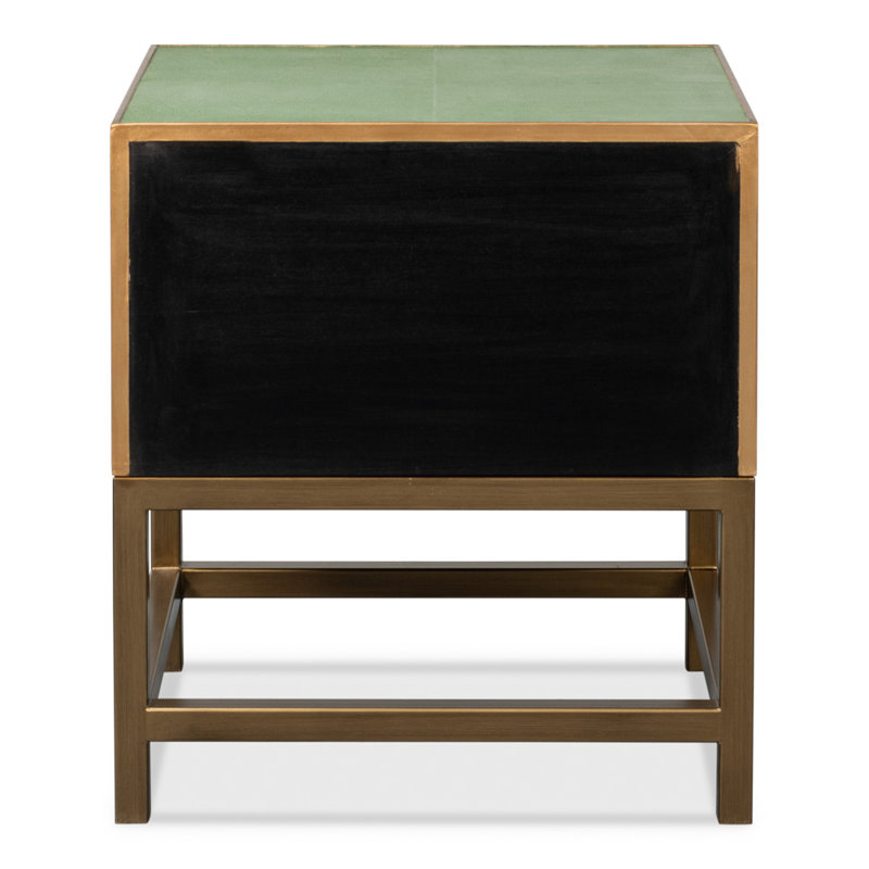 Shagreen 2 - Drawer Solid Wood Nightstand, Green