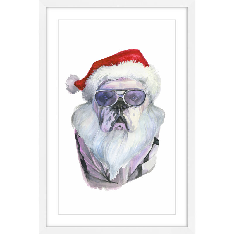 « papa noel à venir », reproduction de peinture à l’aquarelle encadrée, H 18 po x l 12 po