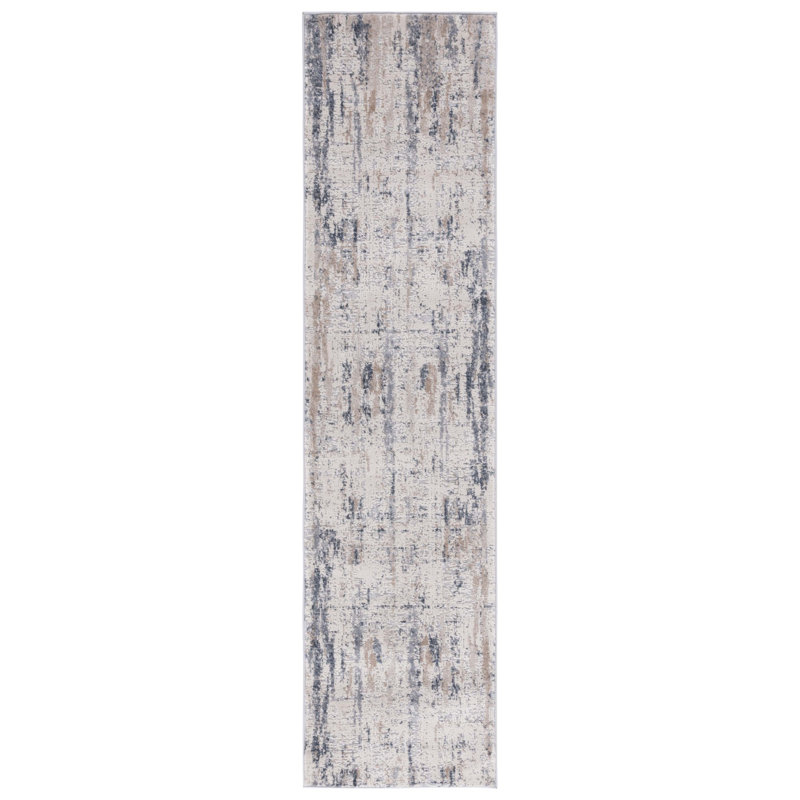 Adika Abstract Dark Gray/Gray Area Rug, Runner 2' x 8'