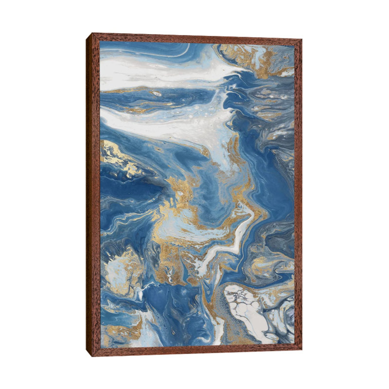 Fluid Memories III by Eva Watts - Painting on Canvas, 101.6cm H x 66.04cm W x 3.81cm D, Classic Brown Wood Framed