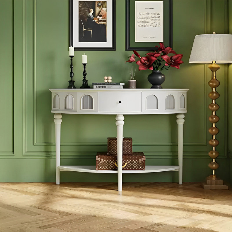 Console moderne minimaliste, H 34,65 po x l 47,24 po x P 15,75 po, Blanc