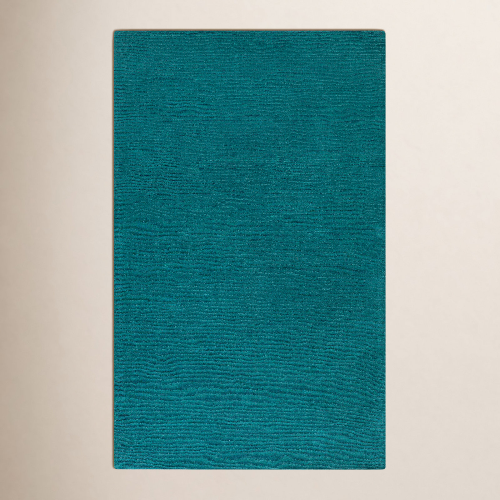 Girton Teal Hand-Woven Wool Rug, Rectangle 6' x 9'